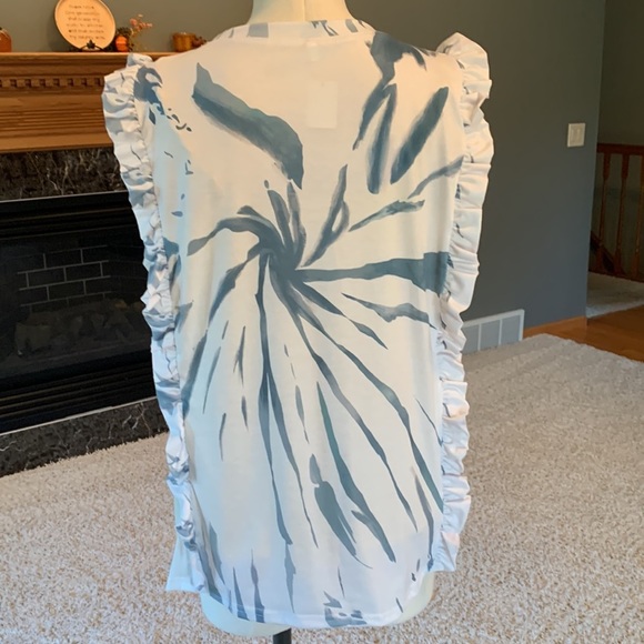 Sleeveless Ruffled Top, size 2XL, white and bluish/green NWT - Picture 6 of 14